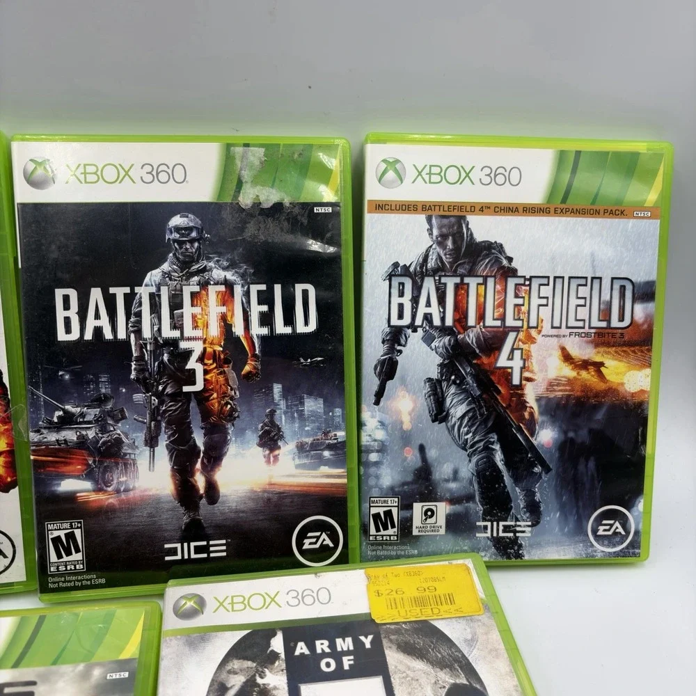 5 Xbox 360 Games Battlefield 2,3 & 4Army Of Two Gears Of War 3